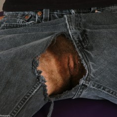 Pussy of girls wearing tattered jeans pants  