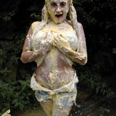 Girls in the mud, jelly and pudding  